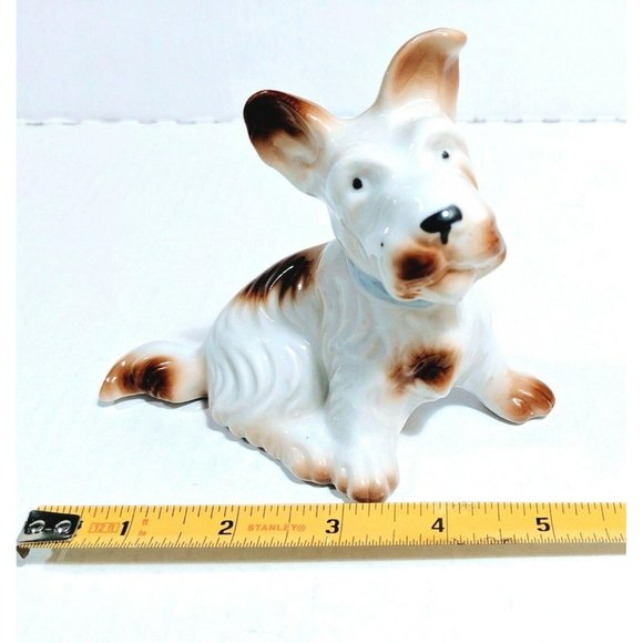 Scottie Dog Porcelain Figurine Brown & White VTG - Picture 7 of 9